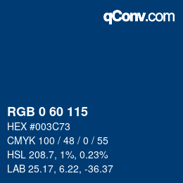 カラーコード: RGB 0 60 115 | qconv.com