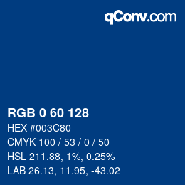 カラーコード: RGB 0 60 128 | qconv.com