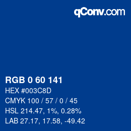 カラーコード: RGB 0 60 141 | qconv.com