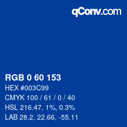 颜色代码: RGB 0 60 153 | qconv.com