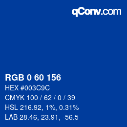 カラーコード: RGB 0 60 156 | qconv.com