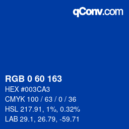 カラーコード: RGB 0 60 163 | qconv.com