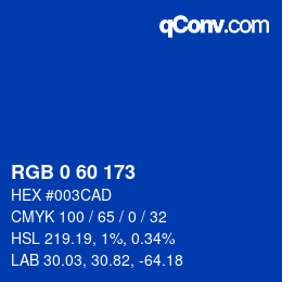 Color code: RGB 0 60 173 | qconv.com