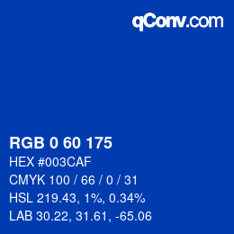 カラーコード: RGB 0 60 175 | qconv.com