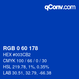 Color code: RGB 0 60 178 | qconv.com