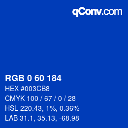 Color code: RGB 0 60 184 | qconv.com