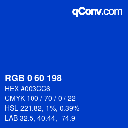カラーコード: RGB 0 60 198 | qconv.com