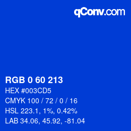 カラーコード: RGB 0 60 213 | qconv.com