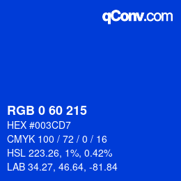 カラーコード: RGB 0 60 215 | qconv.com
