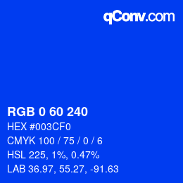 颜色代码: RGB 0 60 240 | qconv.com