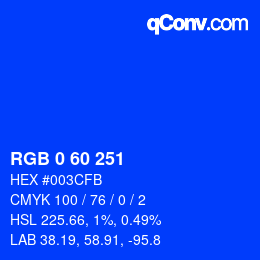颜色代码: RGB 0 60 251 | qconv.com