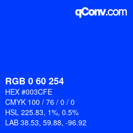 カラーコード: RGB 0 60 254 | qconv.com