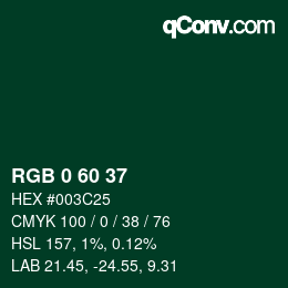 Color code: RGB 0 60 37 | qconv.com