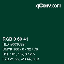 颜色代码: RGB 0 60 41 | qconv.com
