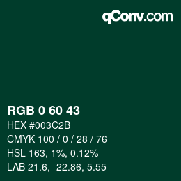 颜色代码: RGB 0 60 43 | qconv.com
