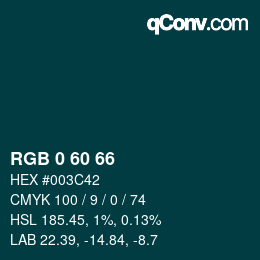 カラーコード: RGB 0 60 66 | qconv.com