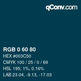 颜色代码: RGB 0 60 80 | qconv.com