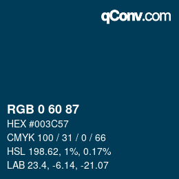 颜色代码: RGB 0 60 87 | qconv.com