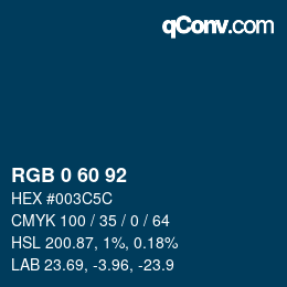 Color code: RGB 0 60 92 | qconv.com