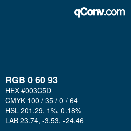 カラーコード: RGB 0 60 93 | qconv.com