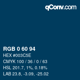カラーコード: RGB 0 60 94 | qconv.com