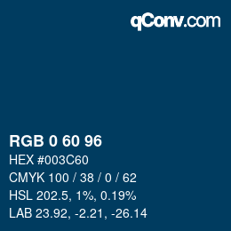 カラーコード: RGB 0 60 96 | qconv.com