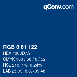 カラーコード: RGB 0 61 122 | qconv.com
