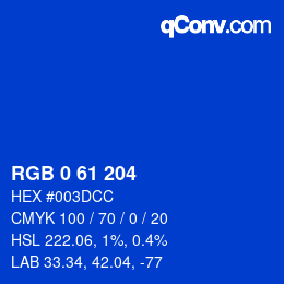 Color code: RGB 0 61 204 | qconv.com