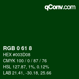颜色代码: RGB 0 61 8 | qconv.com