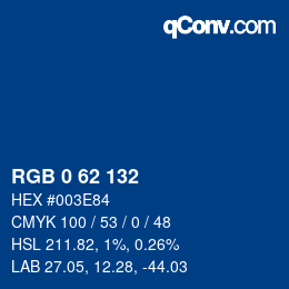 Color code: RGB 0 62 132 | qconv.com