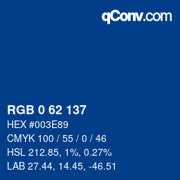 カラーコード: RGB 0 62 137 | qconv.com