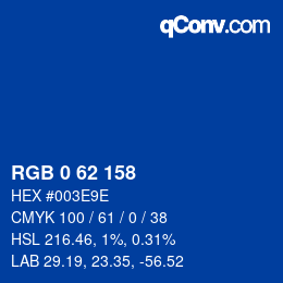 Color code: RGB 0 62 158 | qconv.com
