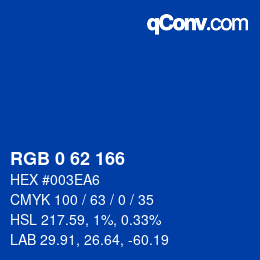 カラーコード: RGB 0 62 166 | qconv.com