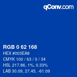 颜色代码: RGB 0 62 168 | qconv.com