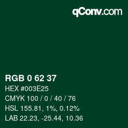 Code couleur: RGB 0 62 37 | qconv.com