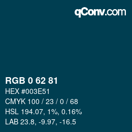 颜色代码: RGB 0 62 81 | qconv.com
