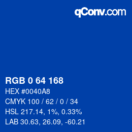 Color code: RGB 0 64 168 | qconv.com