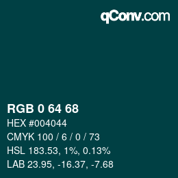颜色代码: RGB 0 64 68 | qconv.com