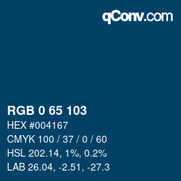 颜色代码: RGB 0 65 103 | qconv.com