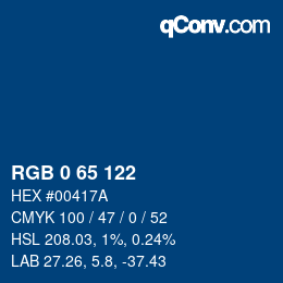 颜色代码: RGB 0 65 122 | qconv.com