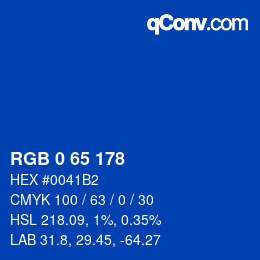 Color code: RGB 0 65 178 | qconv.com