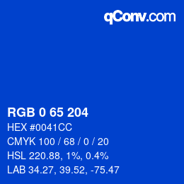 Color code: RGB 0 65 204 | qconv.com