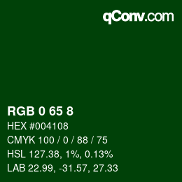 カラーコード: RGB 0 65 8 | qconv.com