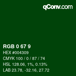 カラーコード: RGB 0 67 9 | qconv.com