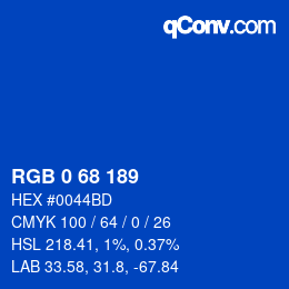 Color code: RGB 0 68 189 | qconv.com