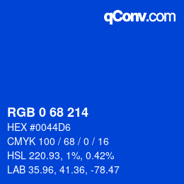 颜色代码: RGB 0 68 214 | qconv.com
