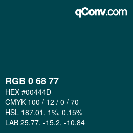 颜色代码: RGB 0 68 77 | qconv.com