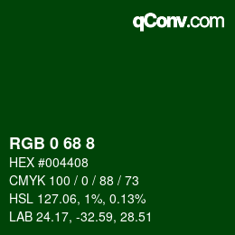 Color code: RGB 0 68 8 | qconv.com
