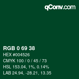颜色代码: RGB 0 69 38 | qconv.com