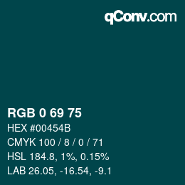 カラーコード: RGB 0 69 75 | qconv.com